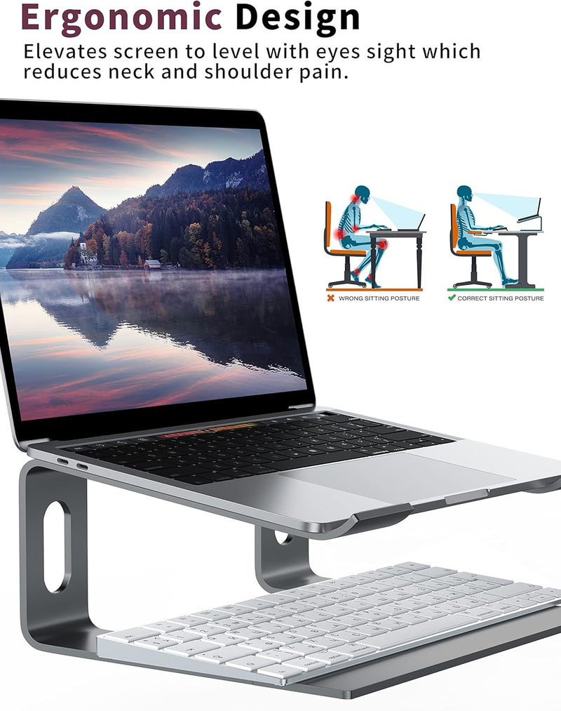 ALASHI Laptop-Ständer für Schreibtisch, Aluminium-Computer-Erhöhung, ergonomischer Notebook-Halter,