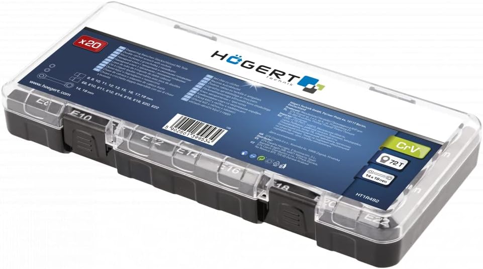 Högert Technik -Werkzeugsatz - Ratschenringschlüssel mit Steckschlüssel aus Chrom-Vanadium Legierung