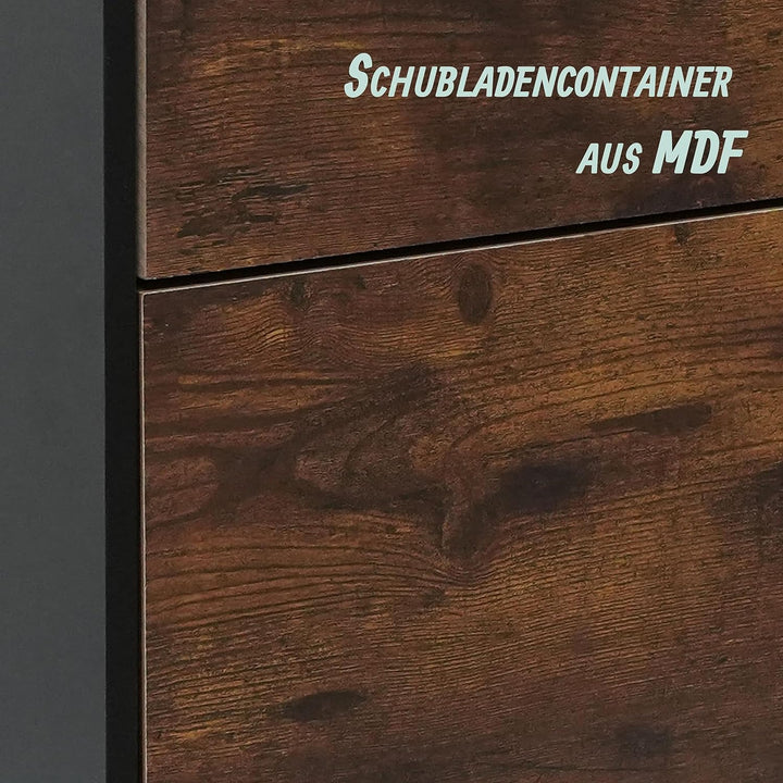 Relaxdays Rollcontainer, 2 Schubladen, Hängeregister, HBT: 57 x 40 x 40 cm, Schreibtischcontainer, R