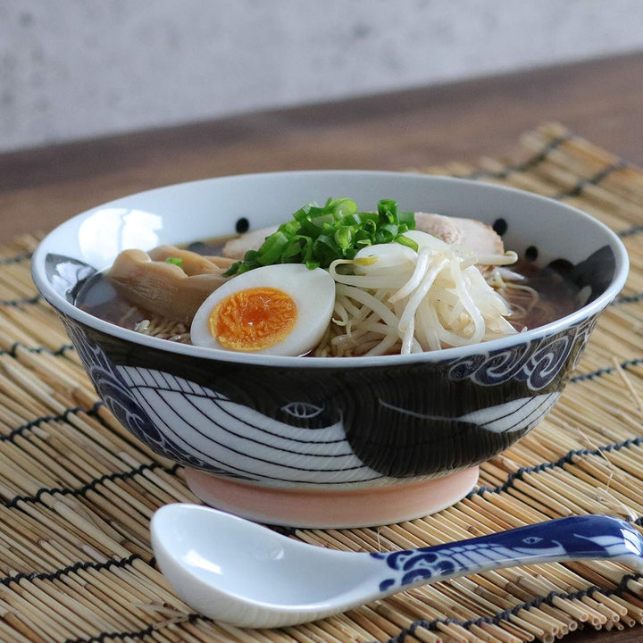 Minorutouki Mino ware Nudelschale, Wal, 21 x 6 cm, 598 ml, hergestellt in Japan