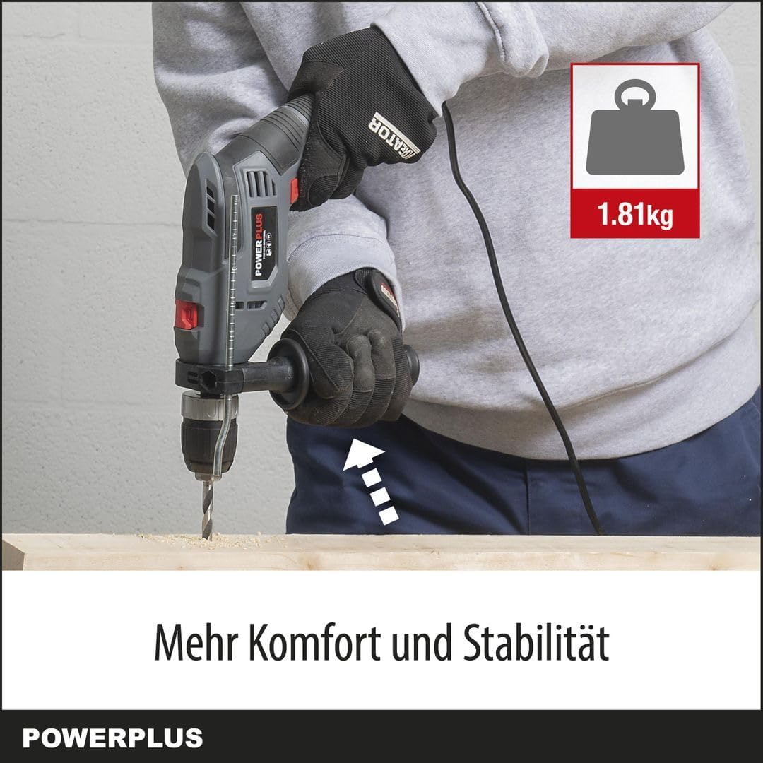 Powerplus Elektro-Schlagbohrmaschine POWE10030-2 in 1: (Schlag-) Bohren, 720 W Bohrleistung, 3 Nm, L
