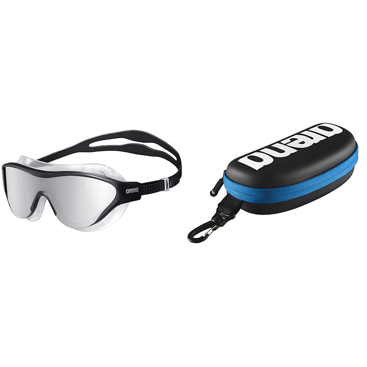 ARENA Unisex-Adult The One Mask Mirror Schwimmbrillen SILVER-BLACK-BLACK NS Bundle mit Schwimmbrille