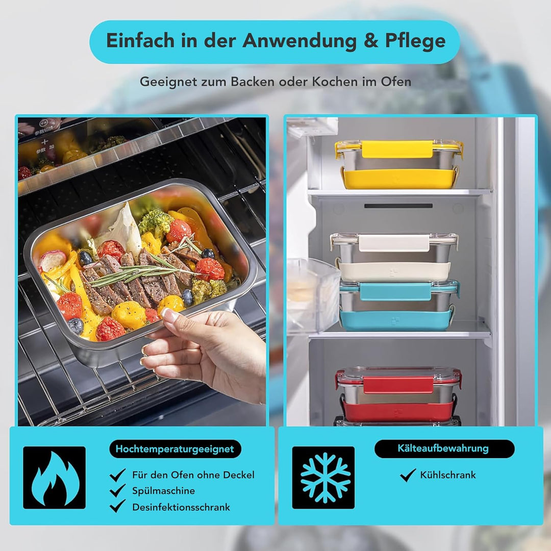 Fenger Edelstahl-Lunchbox mit Silikonhülle/Bento-Box/Frischhaltedosen – auslaufsicher, wiederverwend