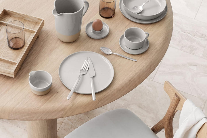 blomus -PILAR- 2er Set Keramik Eierbecher mit Ablage, Eierhalter, Eierständer, stapelbar, Farbe Pewt
