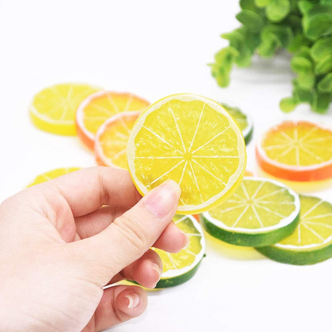 Woohome 30 Stück Künstliche Fruch Künstliche Limetten Künstliche Zitronenscheiben Deko Gefälschte Zi