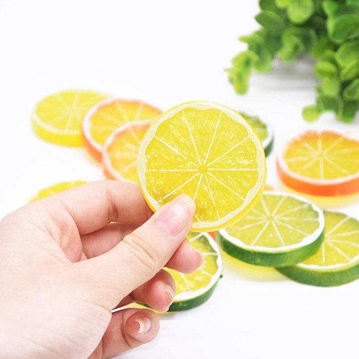 Woohome 30 Stück Künstliche Fruch Künstliche Limetten Künstliche Zitronenscheiben Deko Gefälschte Zi