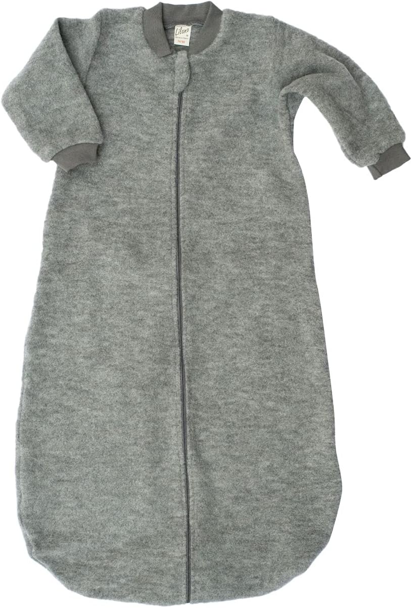 Lilano, Merino Flausch Schlafsack mit Arm, 100% Wolle (kbT) (Grau, 98-104) Grau 98-104, Grau 98-104