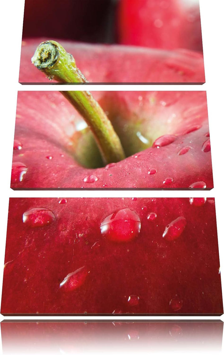 Apfel 3-Teiler Leinwandbild 120x80 Bild auf Leinwand, XXL riesige Bilder fertig gerahmt mit Keilrahm