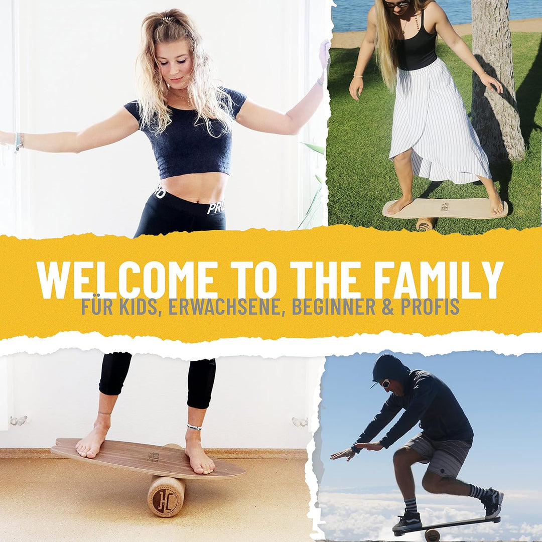 JUCKER HAWAII Balanceboard Rolle aus Kork – 3 Durchmesser für Anfänger bis Profis – FSC Kork aus Por