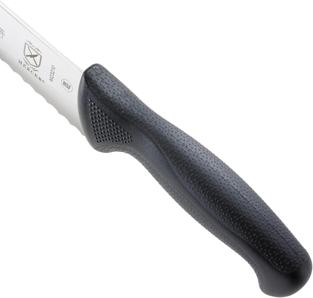 Mercer Culinary M23210 Millennia Wide Wavy Edge Bread Knife, 10-Inch, Black 10-Inch Wide Wavy Edge B