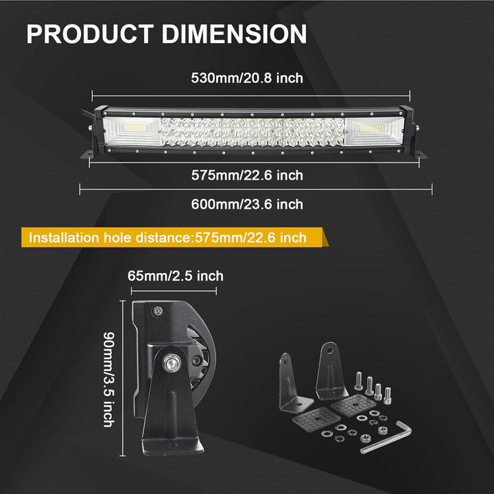Willpower LED Arbeitsscheinwerfer Bar 22 Zoll 270W Zusatzscheinwerfer 12V Triple Reihe Gebogen IP67