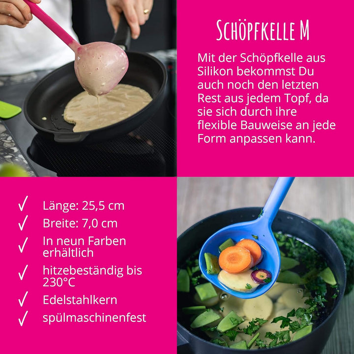 Kochblume Küchenhelfer-Set - Designwender S & Sossenlöffel S & Schöpfkelle S & Flexlöffel S 4er Set