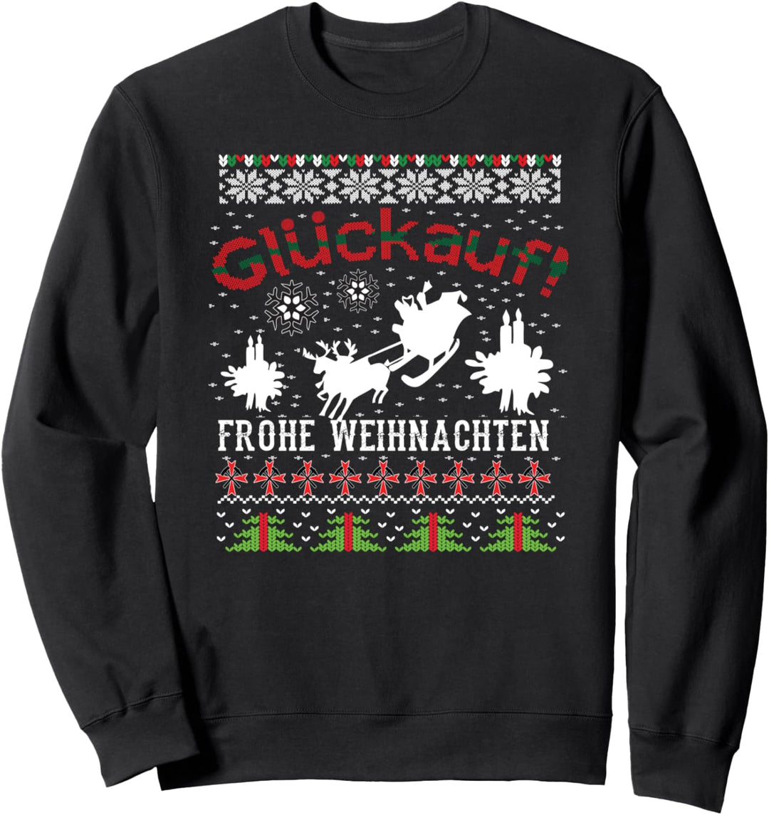 Bergbau: Glückauf, frohe Weihnachten mit Tannenbäumen Sweatshirt