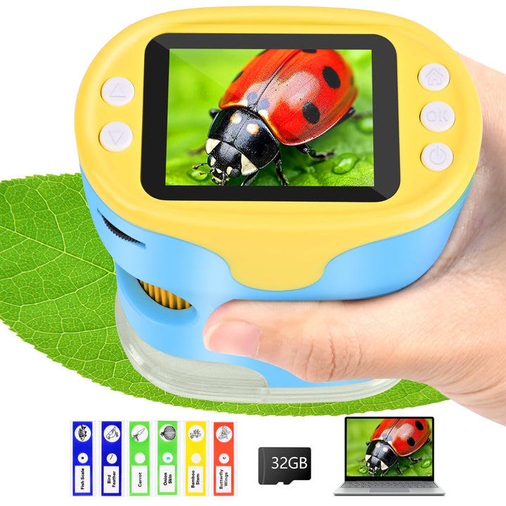 Mikroskop für Kinder, Vankarr 1000X Digitale Taschenmikroskop Tragbares Mini Handy Mikroskope mit 32