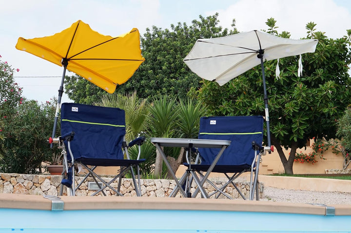 MIT 2 Stück Fächerschirm Weiss Camping Reise -Set Holly' S JUBILÄUMSET - 2 FALTSTÜHLE + 1 KLAPPTISCH