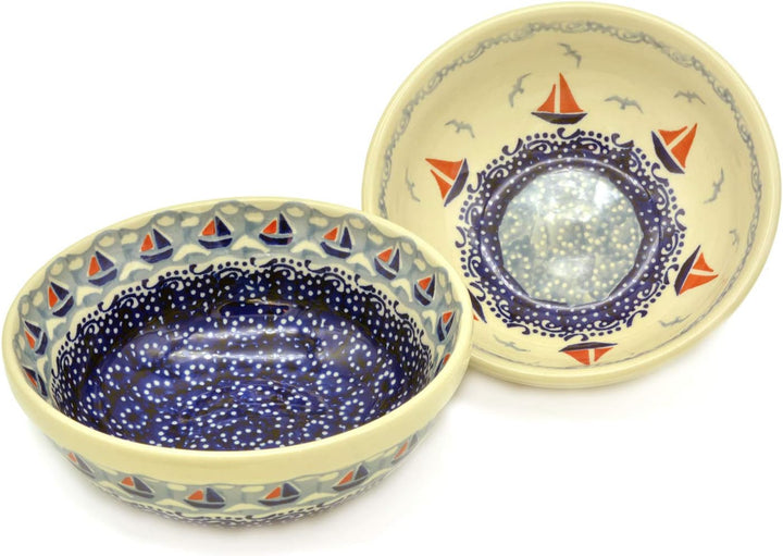 Bunzlauer Müslischalen 15 cm im 2er-Set (Dekor-Kombi AHOI), Dekor-kombi Ahoi