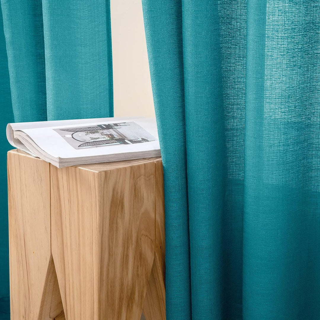 MIULEE 2er Set Voile Vorhang Sheer Leinenvorhang mit Ösen Transparente Unregelmässige Textur Gardine