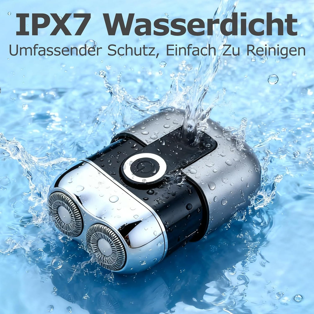 Mini Elektrorasierer für Herren - Reiserasierer IPX6 wasserdicht mit LED-Display, USB-C Schnellladun