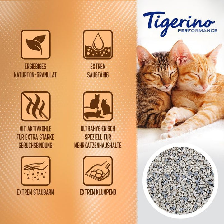 Tigerino Performance Multi Cat Katzenstreu | Babypuderduft (2x12L), 2x12L