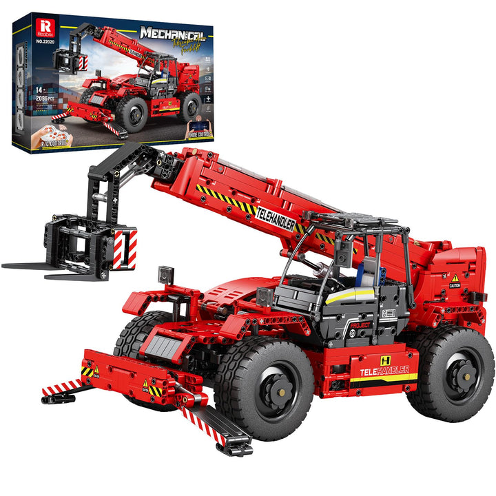 Reobrix Teleskoparm-Gabelstapler-Bausteinset mit Motor, RC-Kran-Mechanisches Modell, Ferngesteuerter