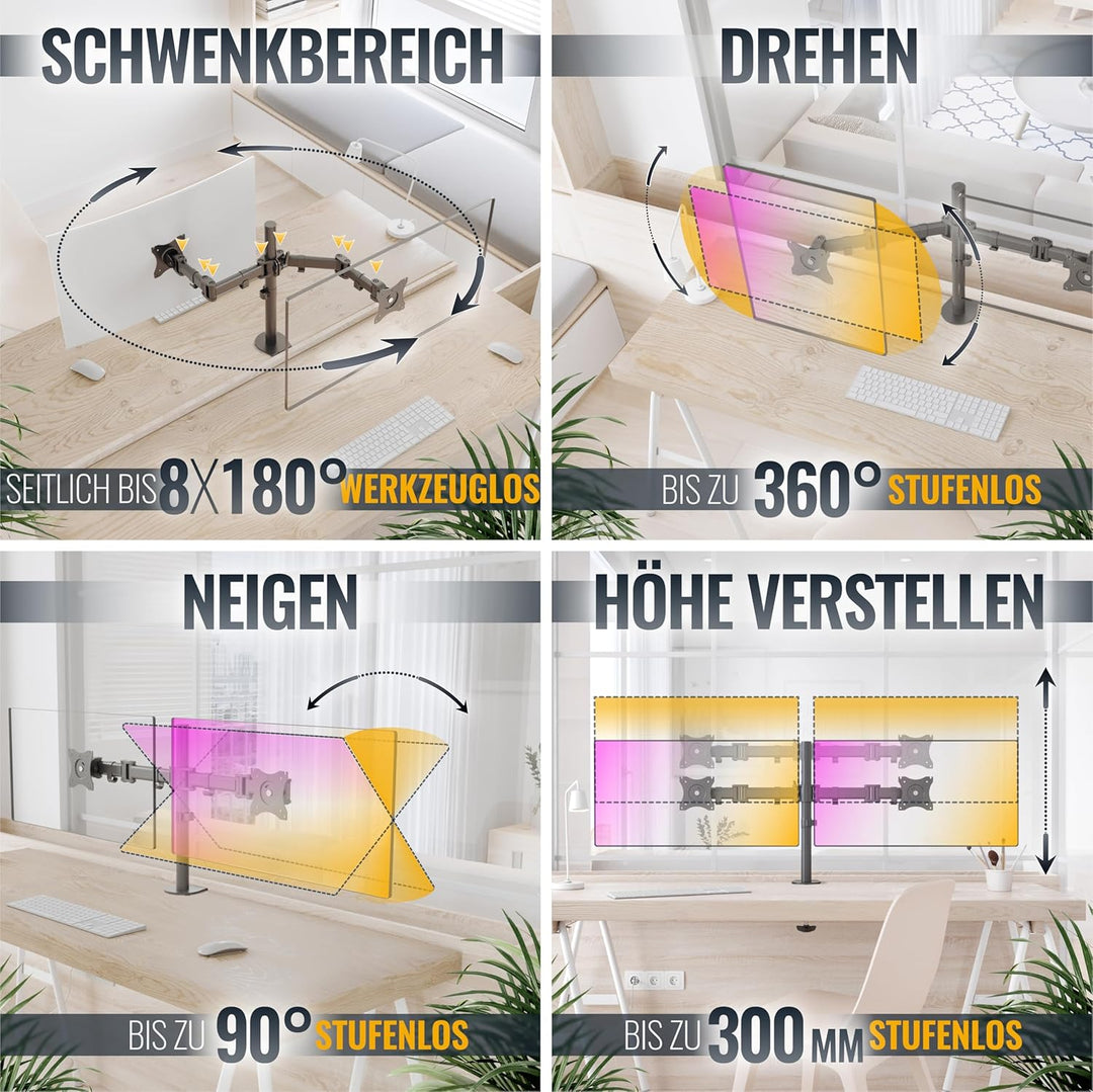 RICOO Monitorarm Monitorhalterung 2 Monitore Arm Monitor Halterung Tisch, TS5811 VESA Tischhalterung