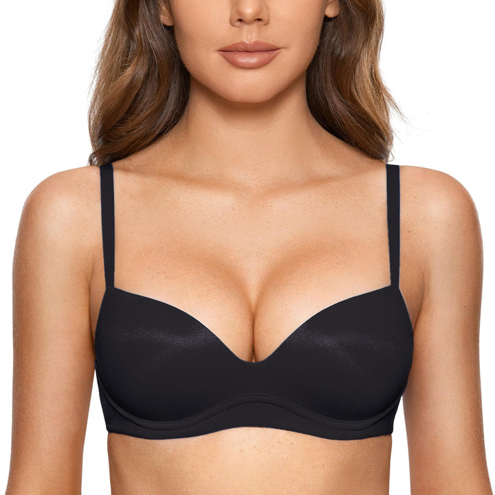 DOBREVA BH Damen ohne Bügel Push Up BHS Soft T Shirt Gepolstert Bustier Nahtlose Sleep 70B Schwarz,
