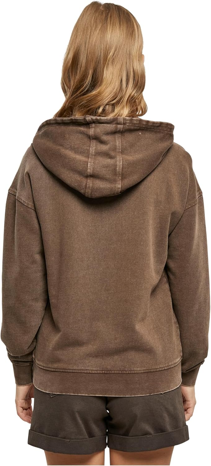 Urban Classics Damen Ladies Small Embroidery Terry Hoody S Brown, S Brown
