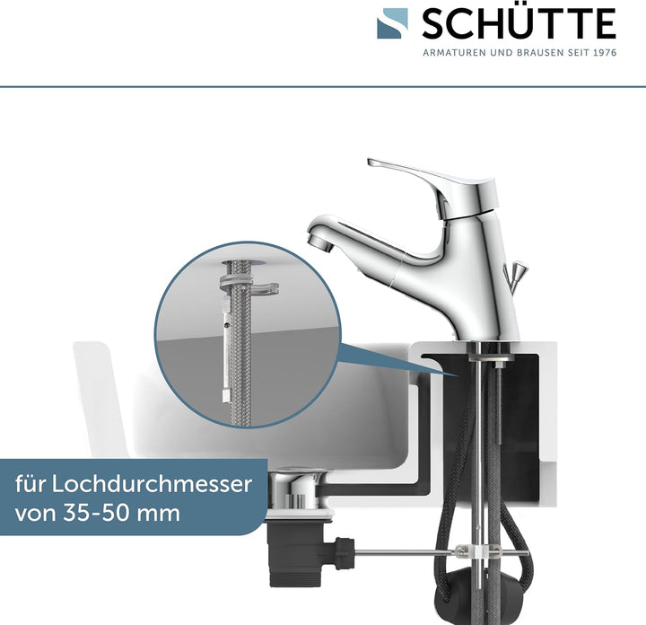 ATTICA 22150 Waschtischarmatur Bad, Wasserhahn mit Haarbrause, Badarmatur mit ausziehbarer Brause zu