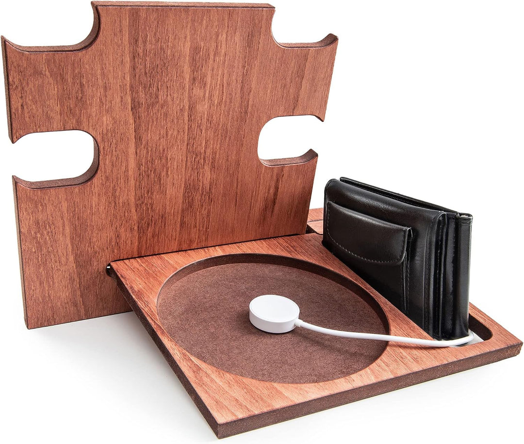 Personalisierte Dockingstation, Smartphone-Ständer - Nachttischhalter aus Holz, Geschenkidee für Män