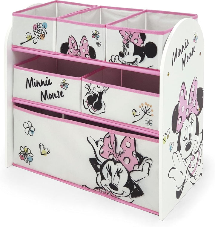 ARDITEX – Organizer aus Holz mit 6 Textilboxen mit Minnie-Mouse-Motiv von Disney – 62x30x60cm – Farb