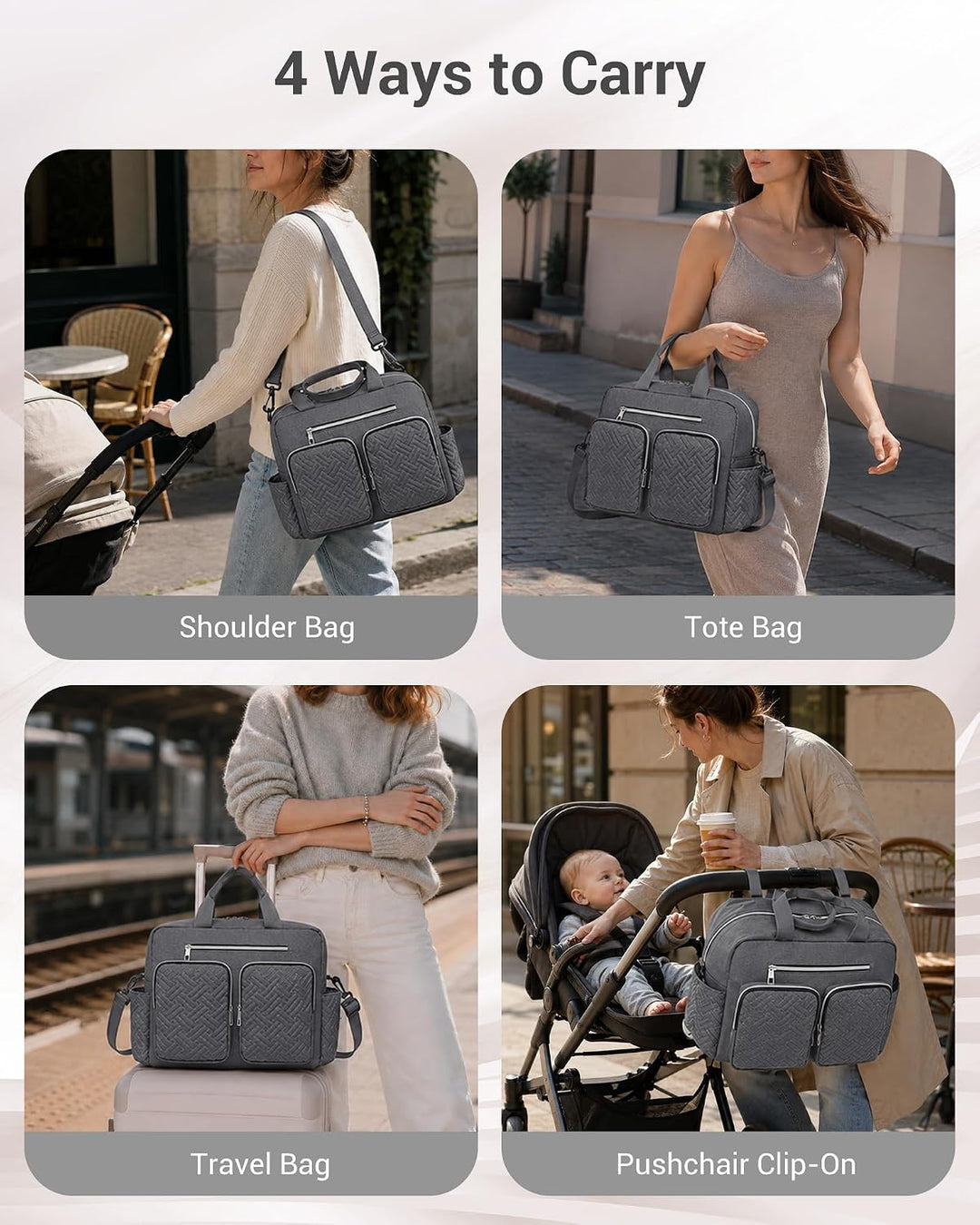 KONO Baby-Wickeltasche, stilvoll, für Mama und Papa, wandelbare Reisetasche mit isolierten Taschen G