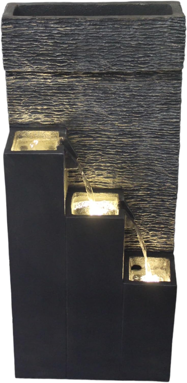 Grosser Springbrunnen BK846 mit LED Beleuchtung Gartenbrunnen mit Dekorationsbecken Kaskade (101x43x