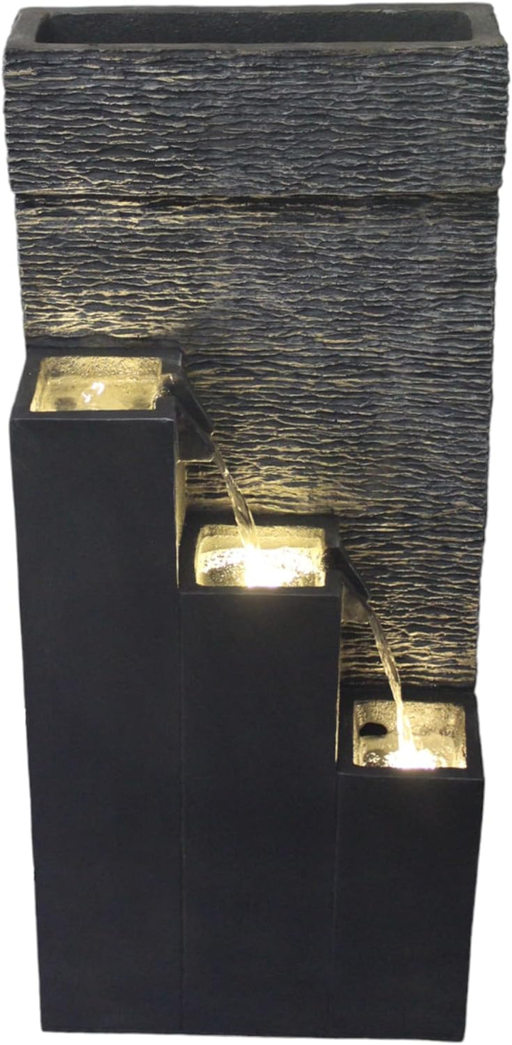 Grosser Springbrunnen BK846 mit LED Beleuchtung Gartenbrunnen mit Dekorationsbecken Kaskade (101x43x