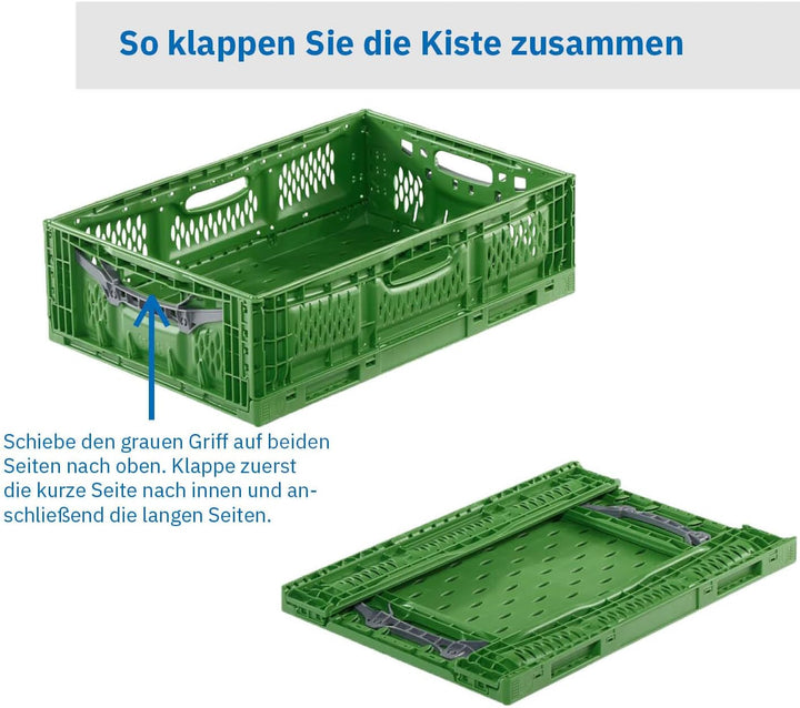 DIE BOX FABRIK Gemüse/Obstkiste klappbar 600x400x180 mm | Klappbox durchbrochen | Stapelbox für Obst