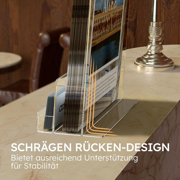 AITEE DIN A4 Tisch-Prospektständer: 2 Stück Acryl Transparenter Flyerständer mit Visitenkartenhalter