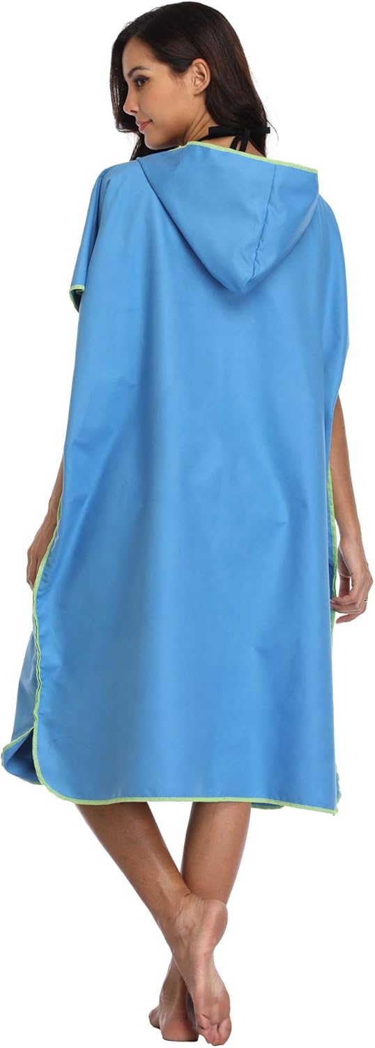 FLYILY Microfaser Surf Poncho Handtuch mit Kapuze Bademantel zum Schwimmen und Strand wechseln Einhe