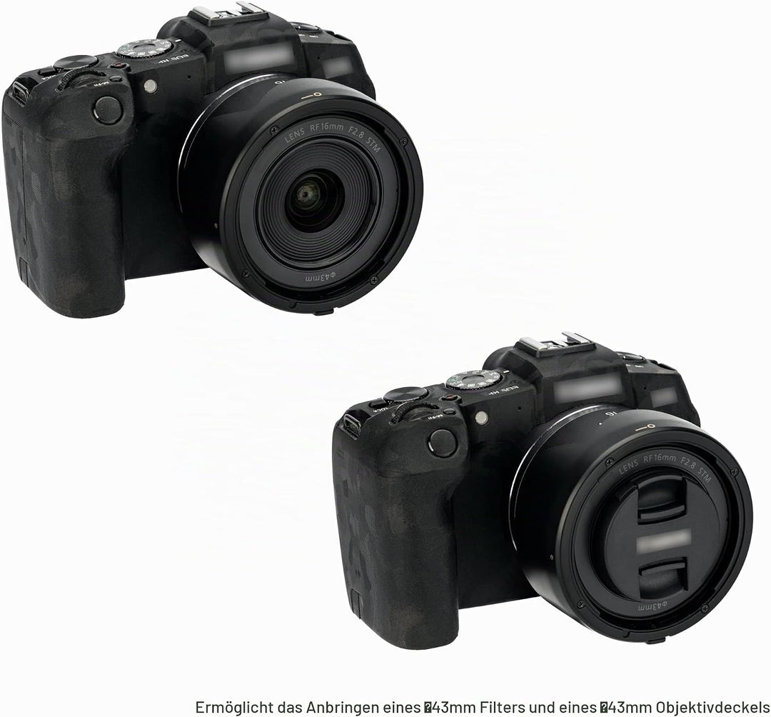 JJC Bajonett Gegenlichtblende Streulichtblende für Canon RF 16 mm f/2.8 STM Objektiv auf Canon EOS R
