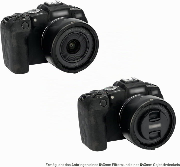JJC Bajonett Gegenlichtblende Streulichtblende für Canon RF 16 mm f/2.8 STM Objektiv auf Canon EOS R