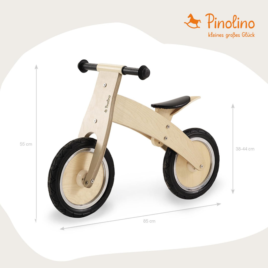 Pinolino 239471 Laufrad Lino, klar lackiert, aus Holz, unplattbare Bereifung, umbaubar vom Chopper z