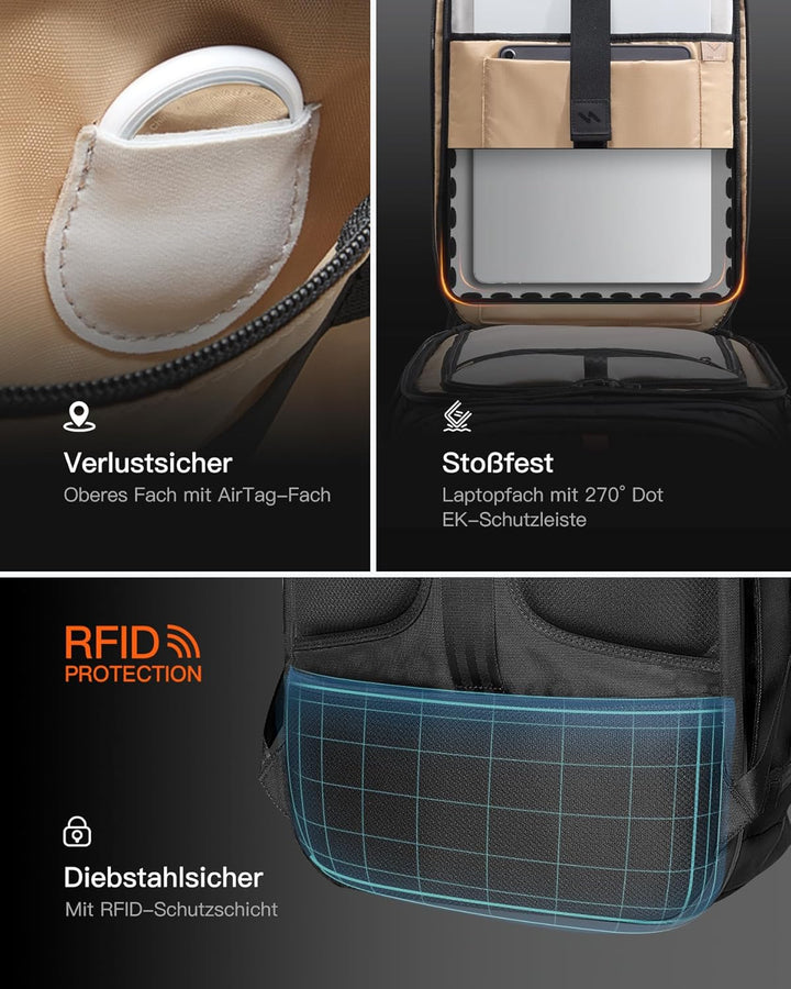 Inateck Reiserucksack Rucksack 40L, TSA Freundlich Gross Spritzwassergeschützt Handgepäck Travel Bac