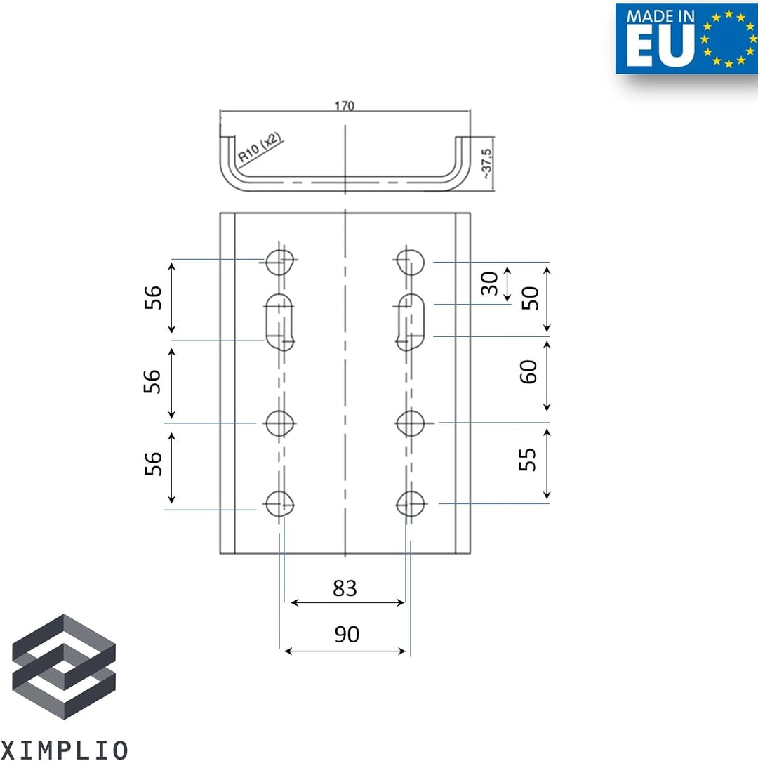 XIMPLIO Universelle Adapterplatte Anpassung Kugelhöhe Kugelverstellplatte mit ABE für Anhängerkupplu