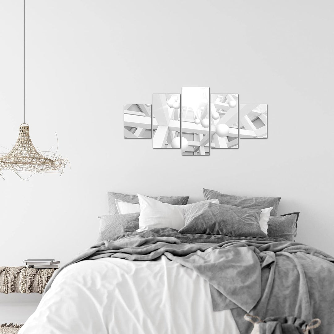 Runa Art Wandbilder Abstrakt Kugel 5 Teilig Bild auf Vlies Leinwand Deko Wohnzimmer Schlafzimmer 3D