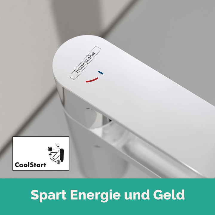 hansgrohe Rebris E - Waschtischarmatur ohne Ablauf, energiesparend (CoolStart), Wasserhahn Bad mit A