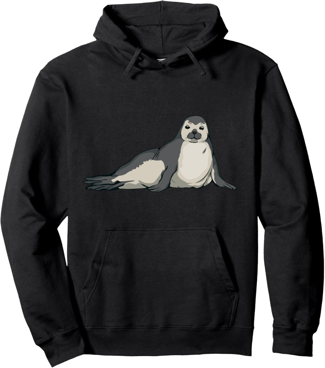 Robbe Bild Zeichnung Design Seehund Robbe Pullover Hoodie