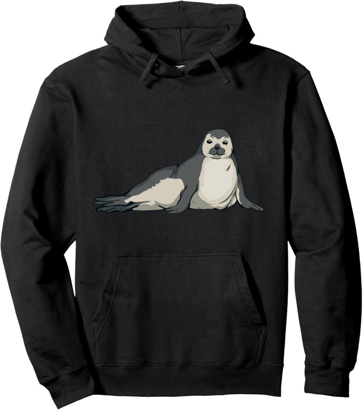 Robbe Bild Zeichnung Design Seehund Robbe Pullover Hoodie