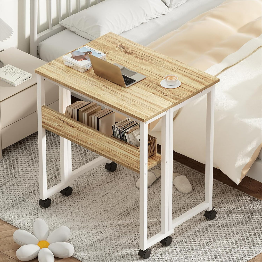 GreenForest Kleiner Schreibtisch Klappbar, 80 cm Klappschreibtisch mit Rollen, Einfache Montage Klap