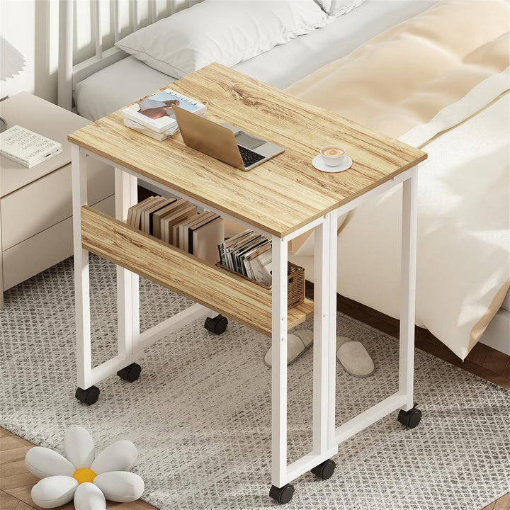 GreenForest Kleiner Schreibtisch Klappbar, 80 cm Klappschreibtisch mit Rollen, Einfache Montage Klap