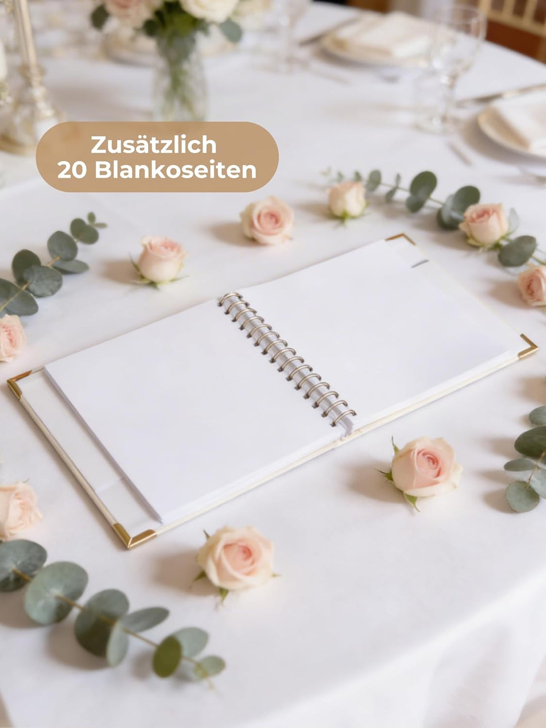 Gästebuch Hochzeit mit Fragen &amp; Blanko – Hochzeitsgästebuch beige Leinen | Hochzeitsgeschenk &amp; Erinn