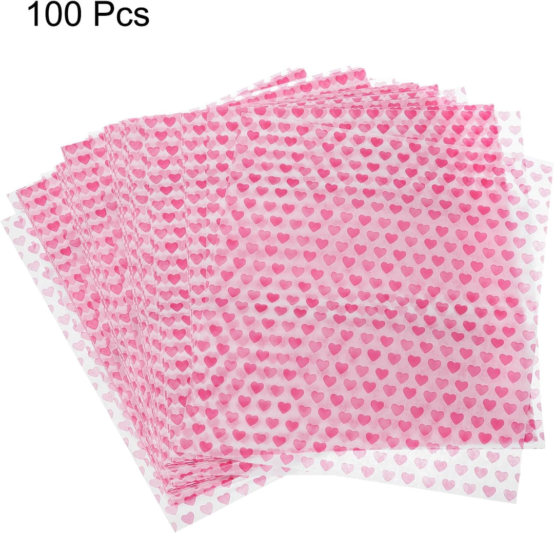 QUARKZMAN 100 Stück Quadratische Herz Muster Wachspapier Blätter 9,84" x 8,46" Öl-absorbierendes Tro