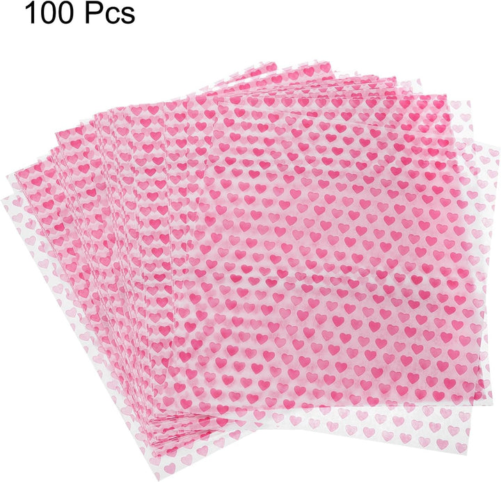 QUARKZMAN 100 Stück Quadratische Herz Muster Wachspapier Blätter 9,84" x 8,46" Öl-absorbierendes Tro